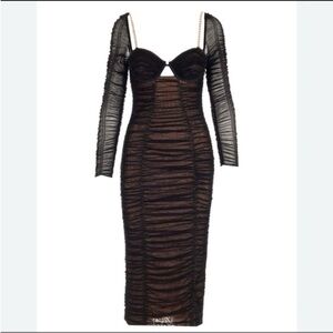 Self-Portrait Elegant Black Mesh Dress